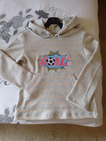 Sweat lainage broderie goal foot